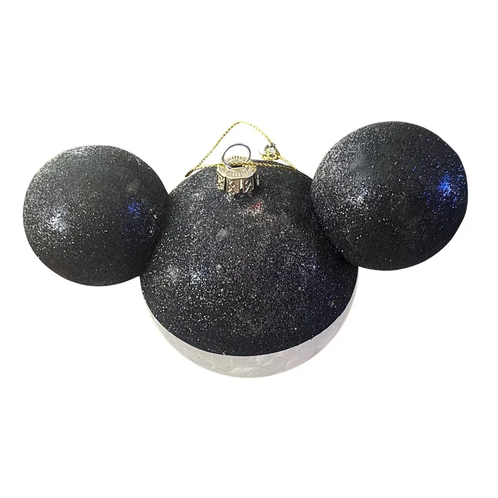 Disney Mickey Mouse Snowman Glass Ornament Glitter Frosted Holiday 2020 Preloved